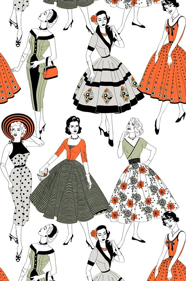 Tapete Vintage Dress Rotorange – Bild 2