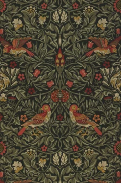 Tapete Morris Birds Schwarzgrün