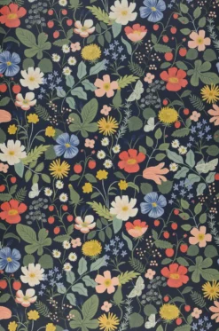 Tapete Strawberry Garden Stahlblau