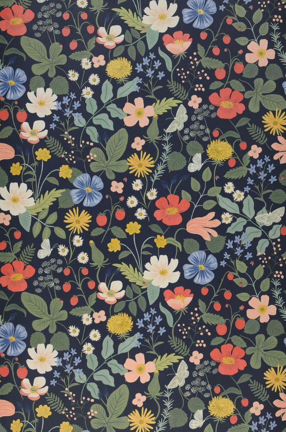 Tapete Strawberry Garden Stahlblau