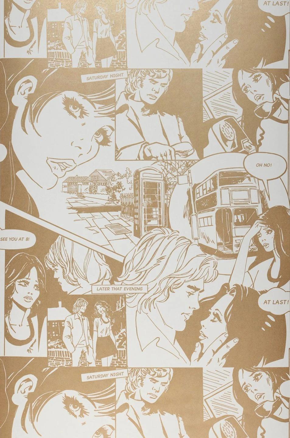 Tapete Comic Love Perlgold – Bild 2