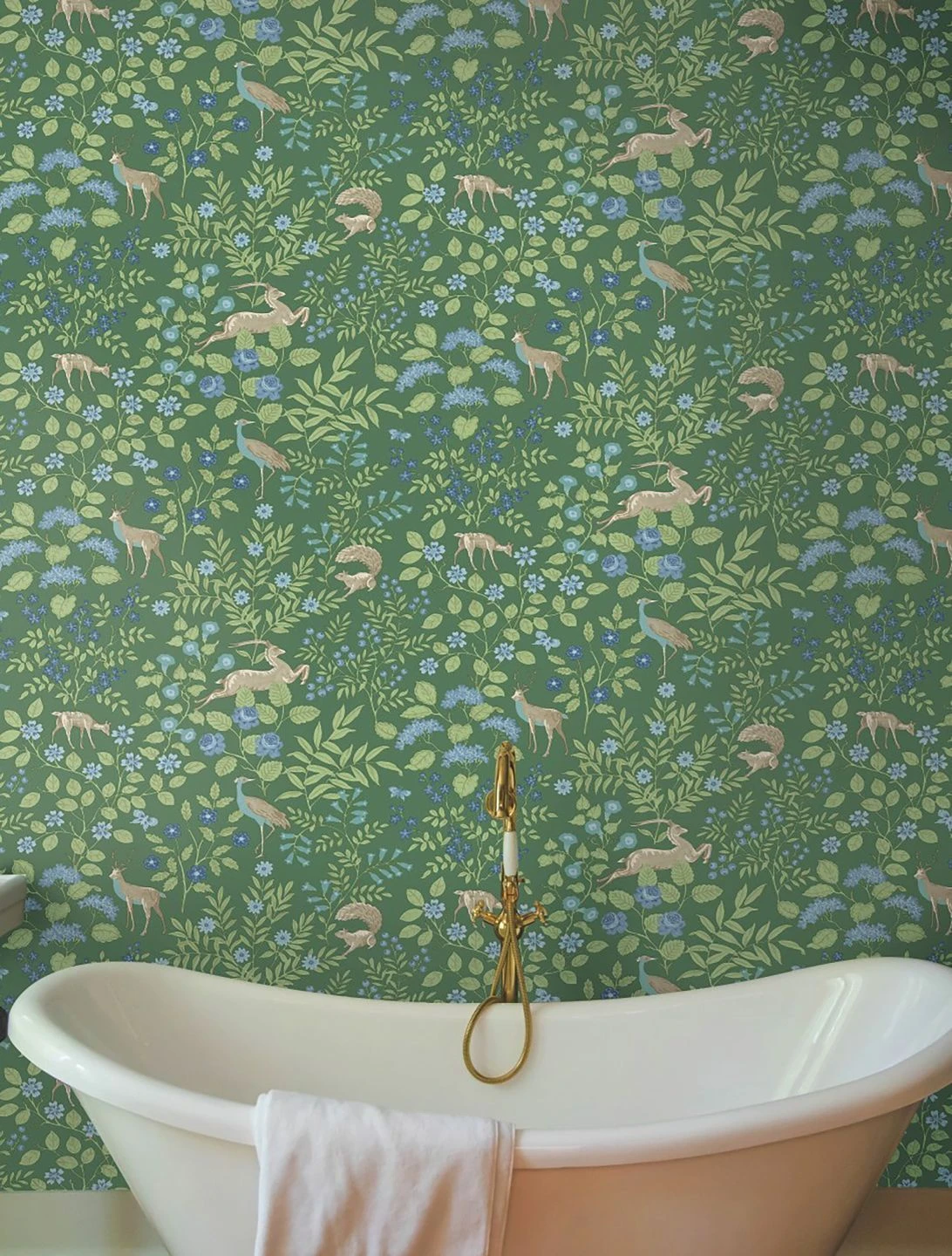 Selbstklebende Tapete Deer Love Smaragdgrün – Bild 3
