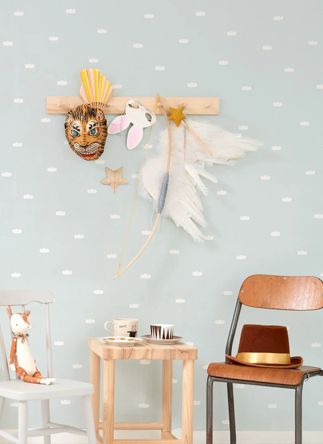 Tapete Dreamy Clouds Blassminttürkis – Bild 4