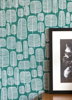 Tapete Little Trees Opalgrün