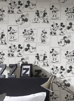 Tapete Mickey Sketches Weiss