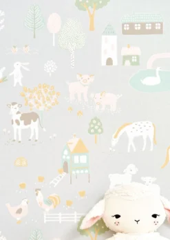 Tapete My Farm Weissgrau