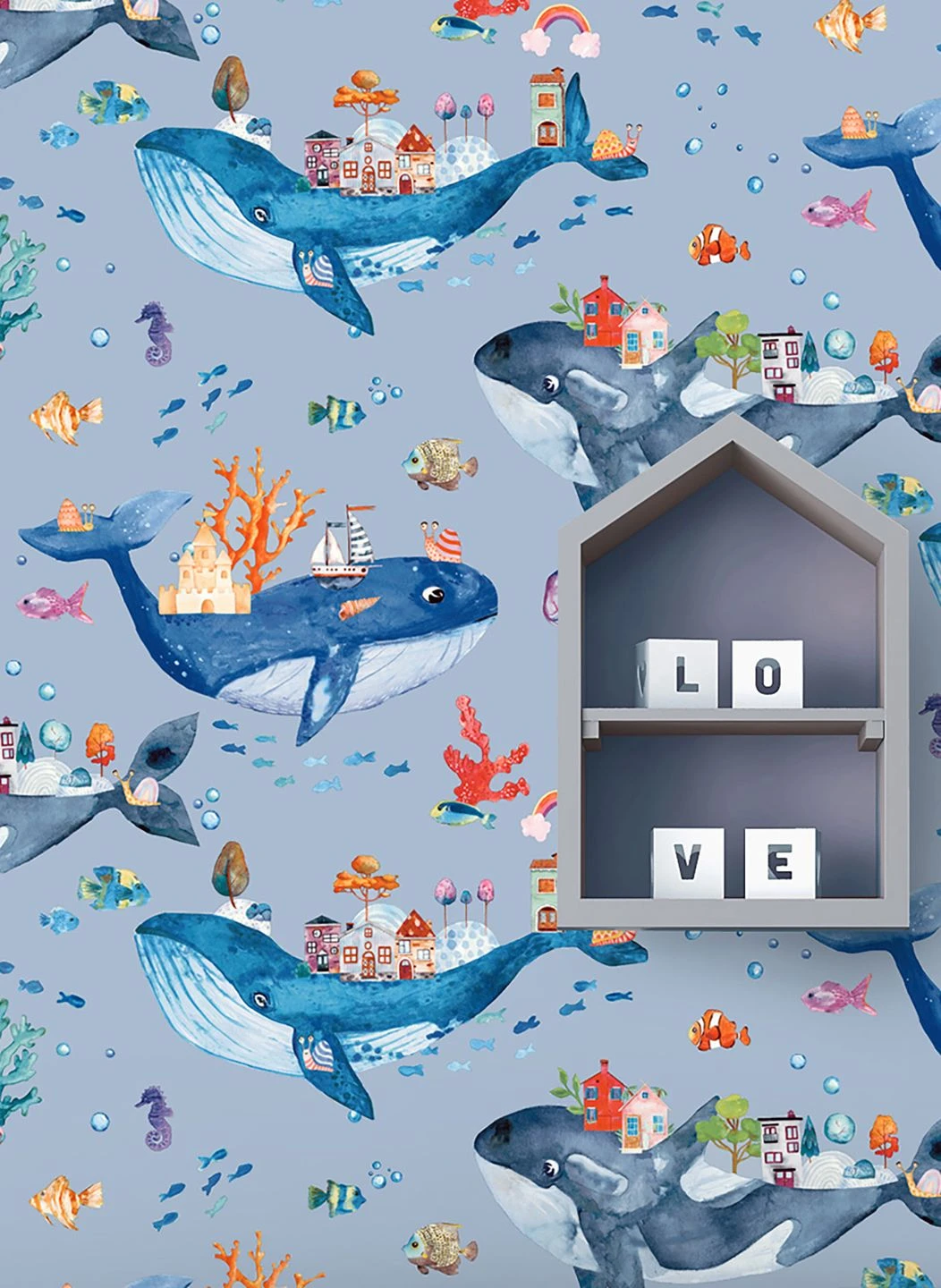 Tapete Nautilus Hellblaugrau