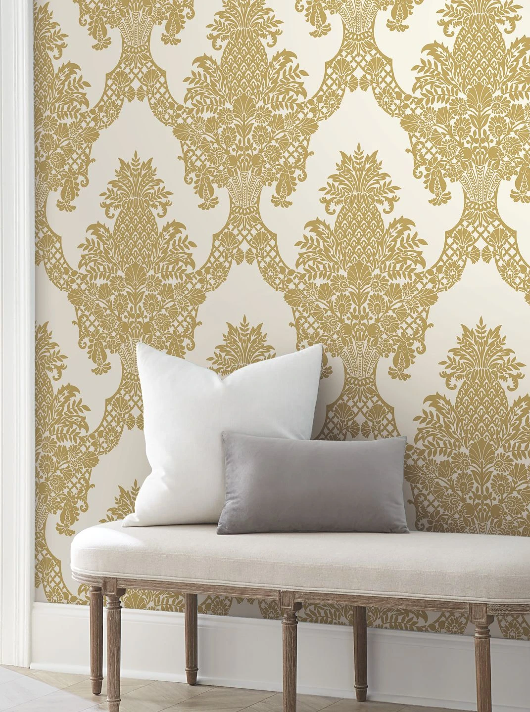 Tapete Pineapple Damask Perlgold – Bild 4