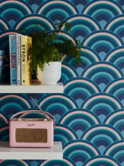 Tapete Retro Rainbow Blautöne