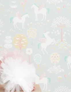 Tapete True Unicorns Hellgrau