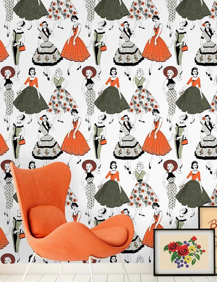 Tapete Vintage Dress Rotorange – Bild 3