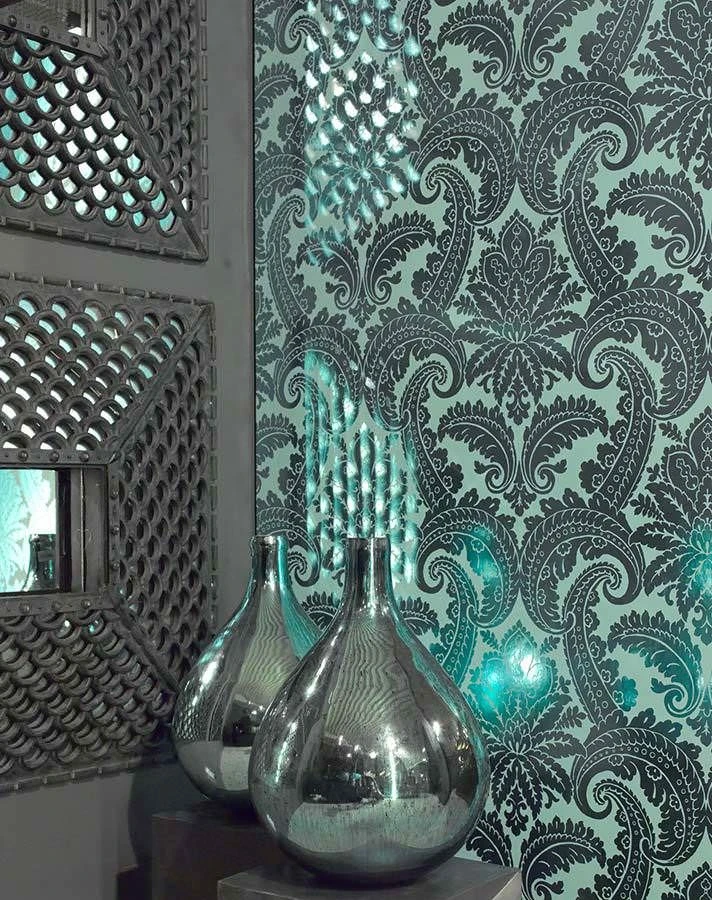 Tapete Nemesis Smaragdgrün Glanz