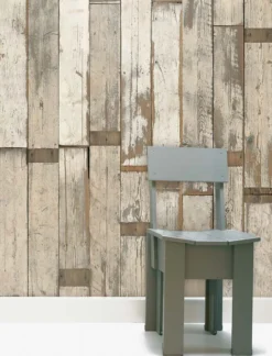 Tapete Scrapwood 02 Hellbraungrau